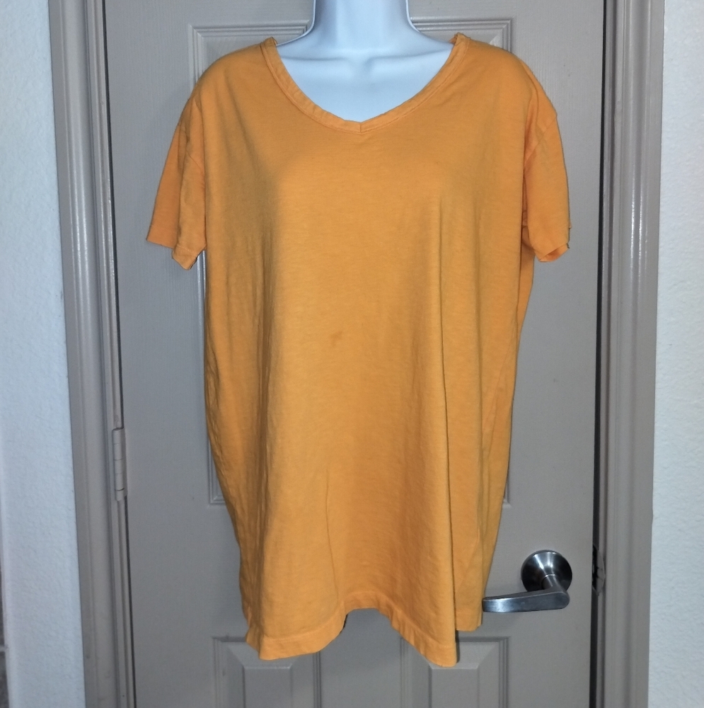 Aerie Real Soft Oversized V Neck Orange Tee Sz XS